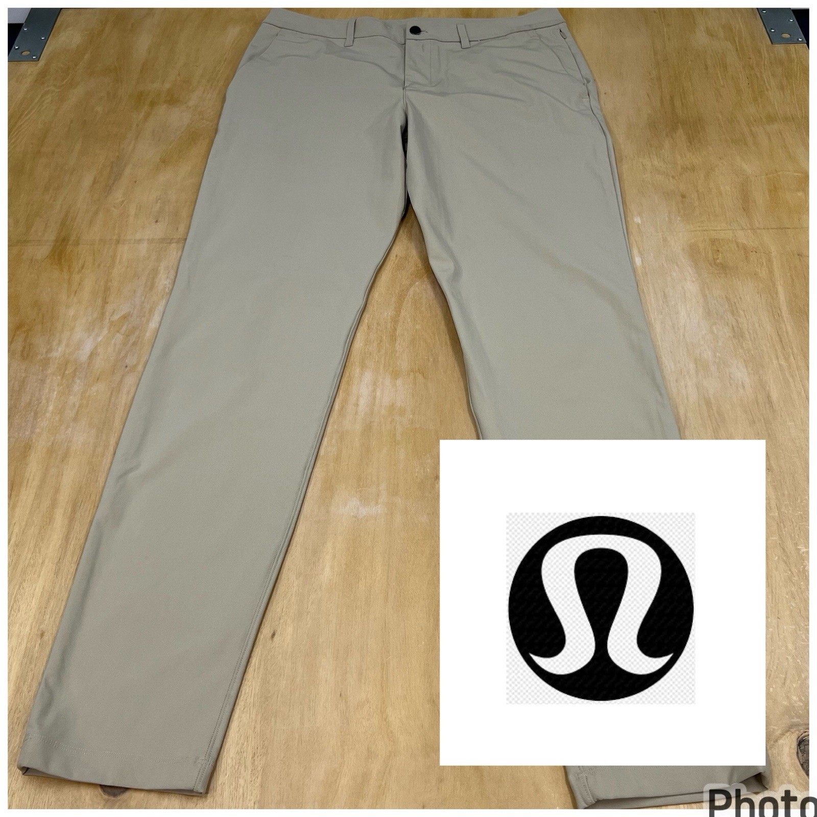 Lululemon ABC Trousers (No Tag) Mens 35×35 Classic Fit Tapered Leg Khaki Chinos