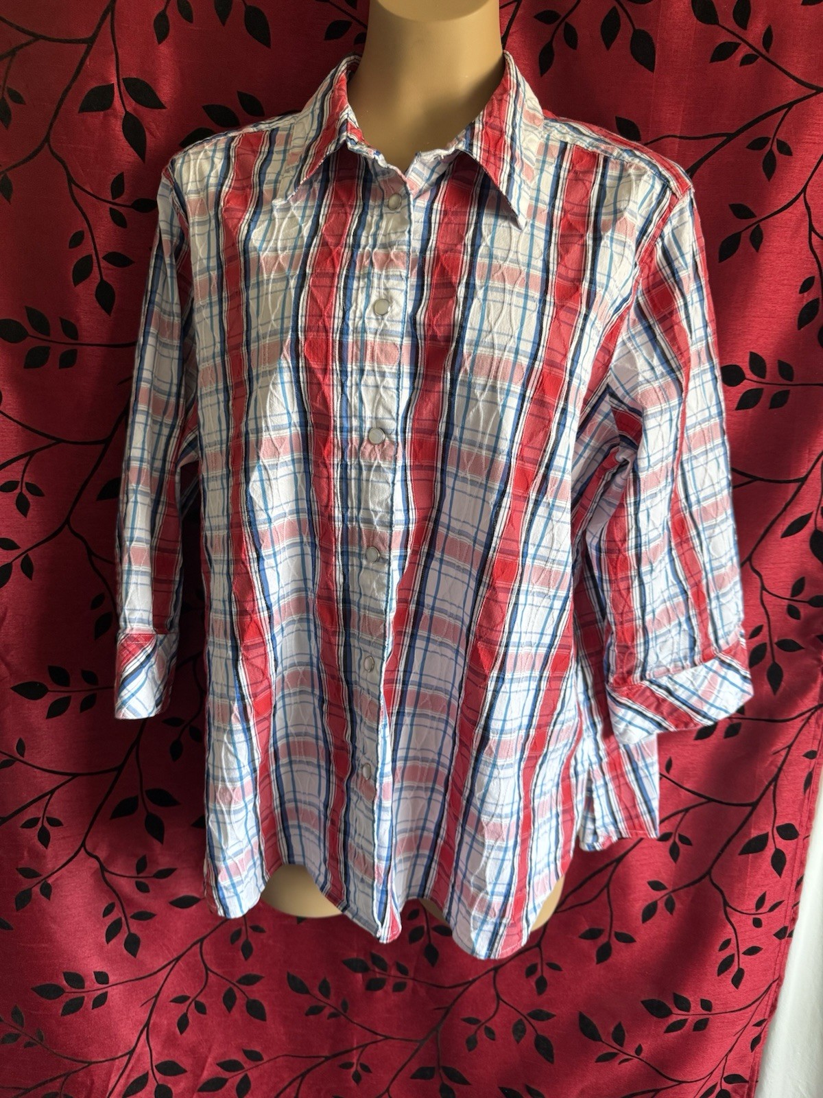Foxcroft Stretch Fit Western Blouse, Washable, 72% Cotton, 25% Nylon, 3% Spandex