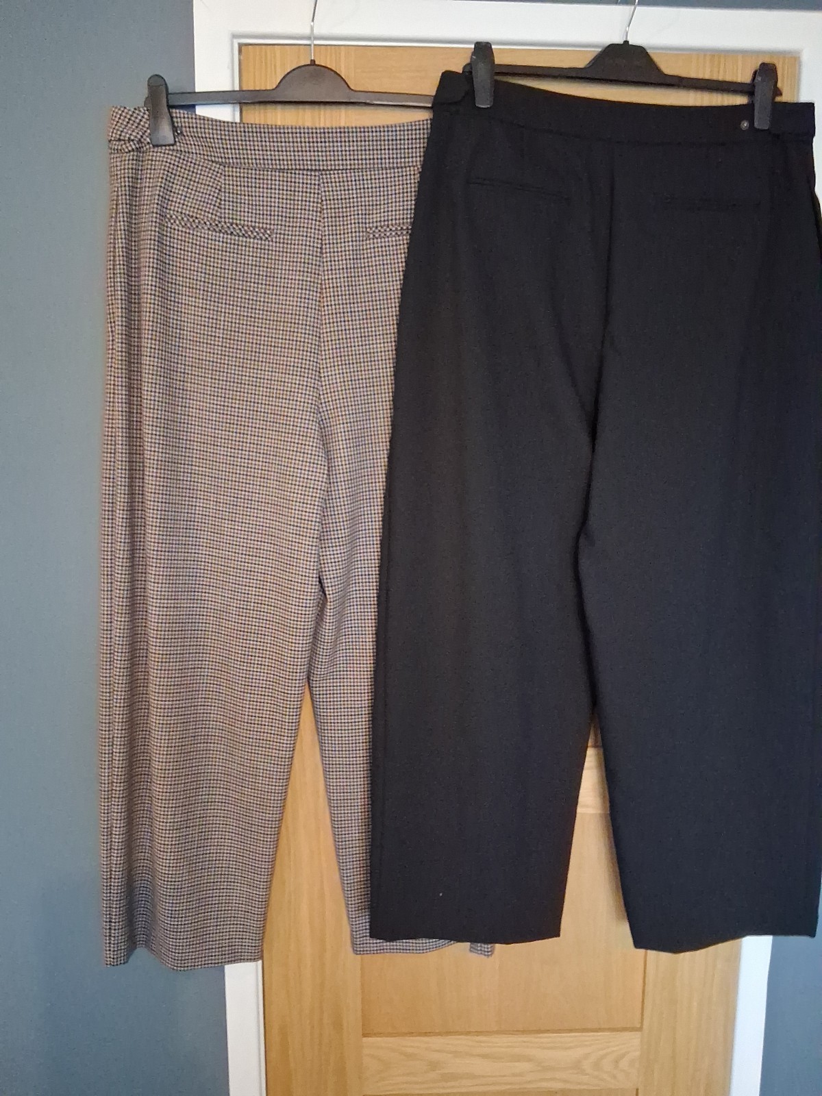 2 Pairs NEXT Wide Barrel Leg Smart Trousers Brown & Black Size 16R Bnwt. Rrp £86