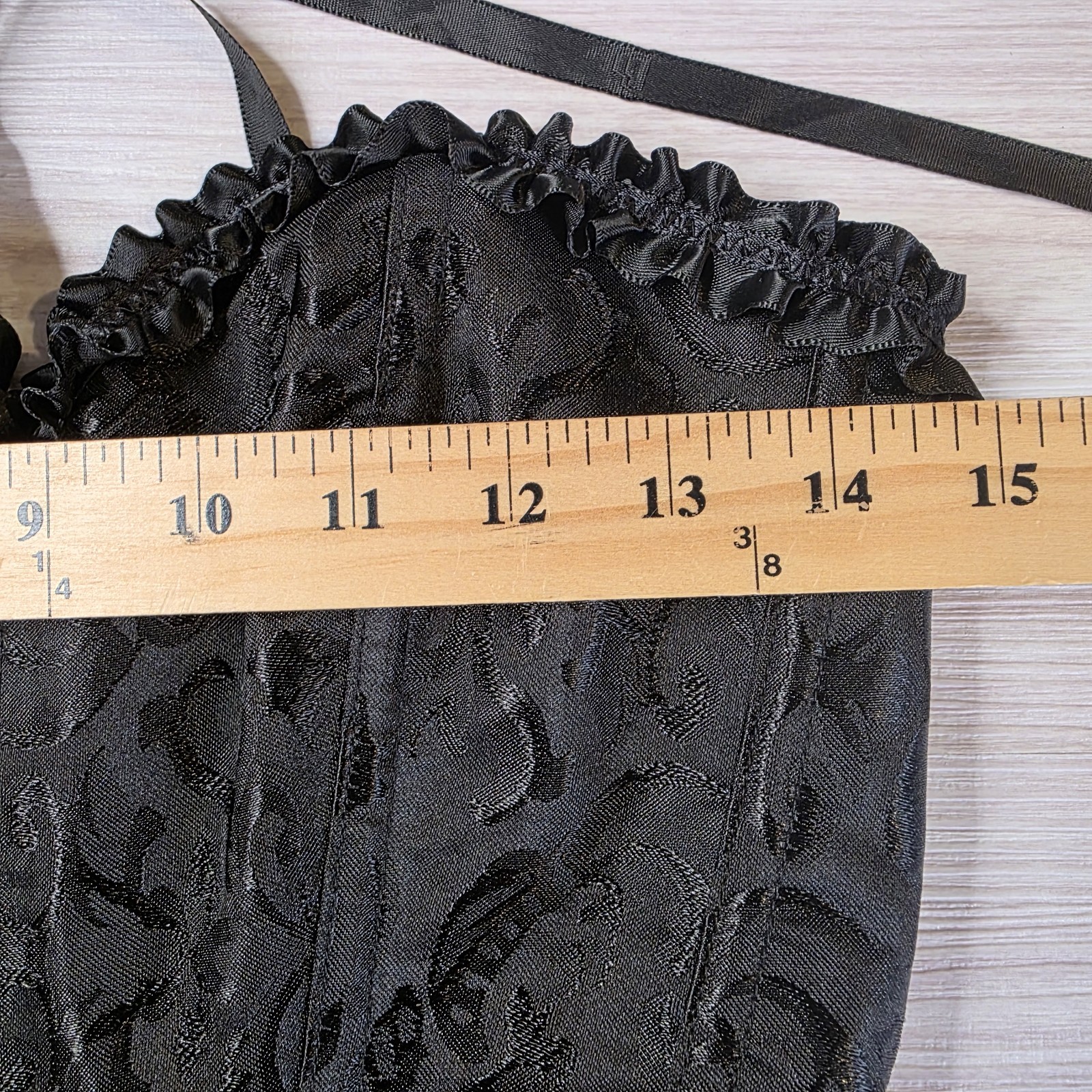 Black Lace-Up Corset Bustier Boned Gothic Steampunk Ruffle Trim Size M Victorian