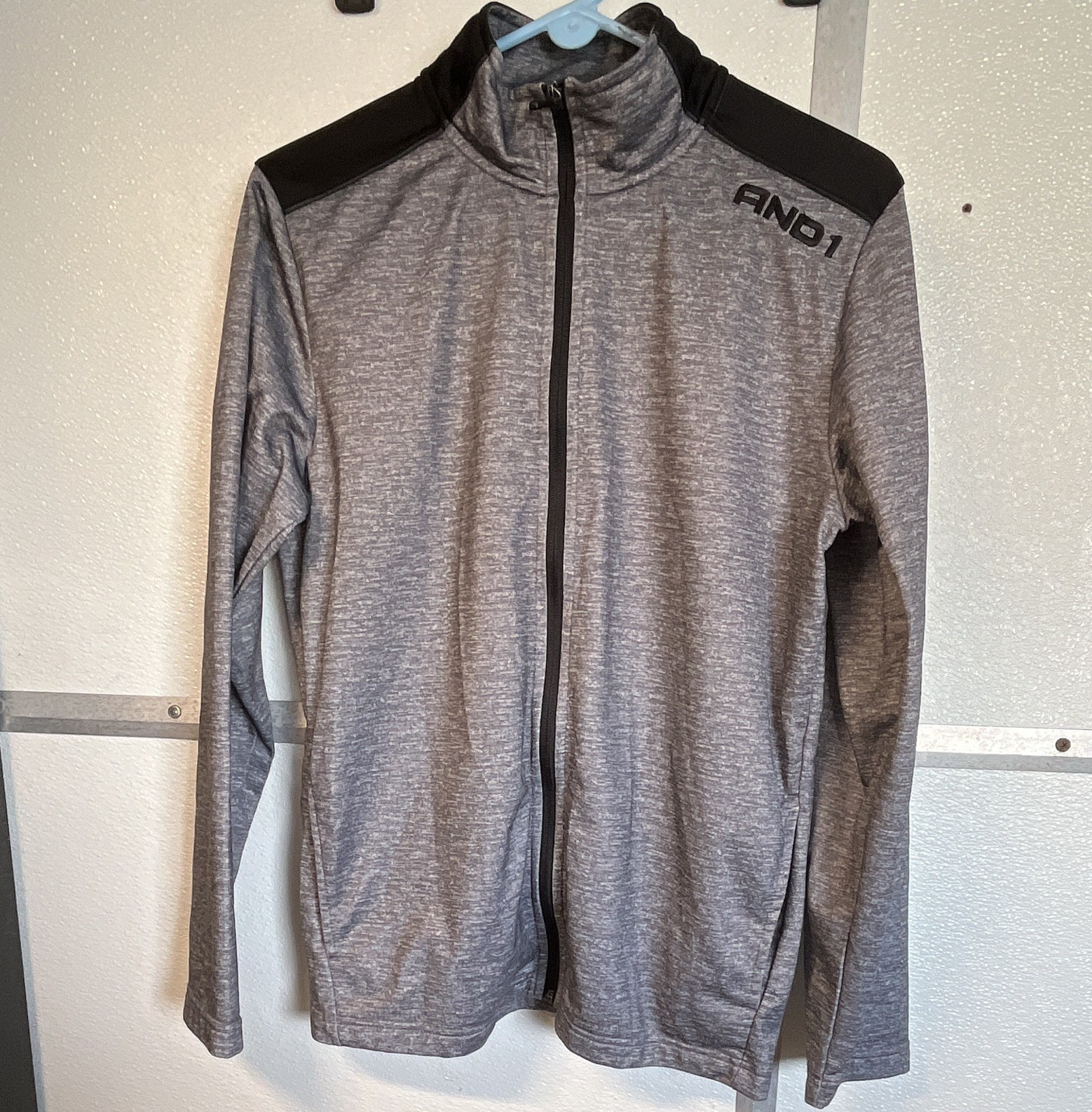 AND1 Men’s Heathered Gray/Black Full-Zip Track Jacket w/ Pockets Size S