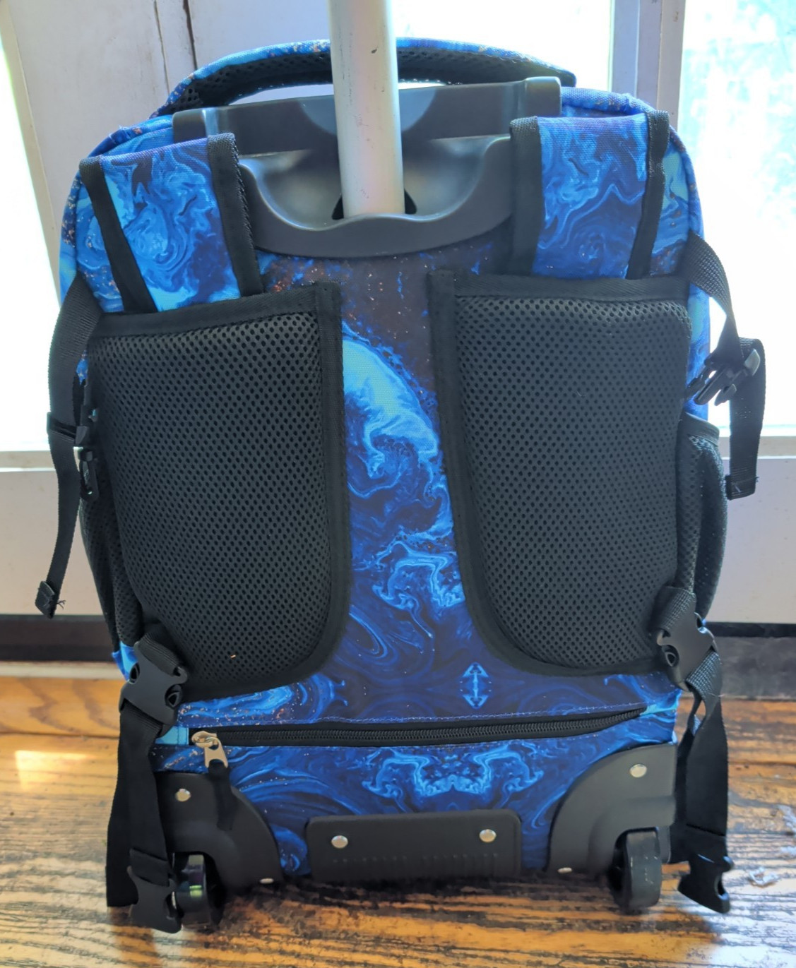 Tilami Rolling Backpack- 18 Inch Wheeled Backpack – ‘Blue Wave’ Design – NEW