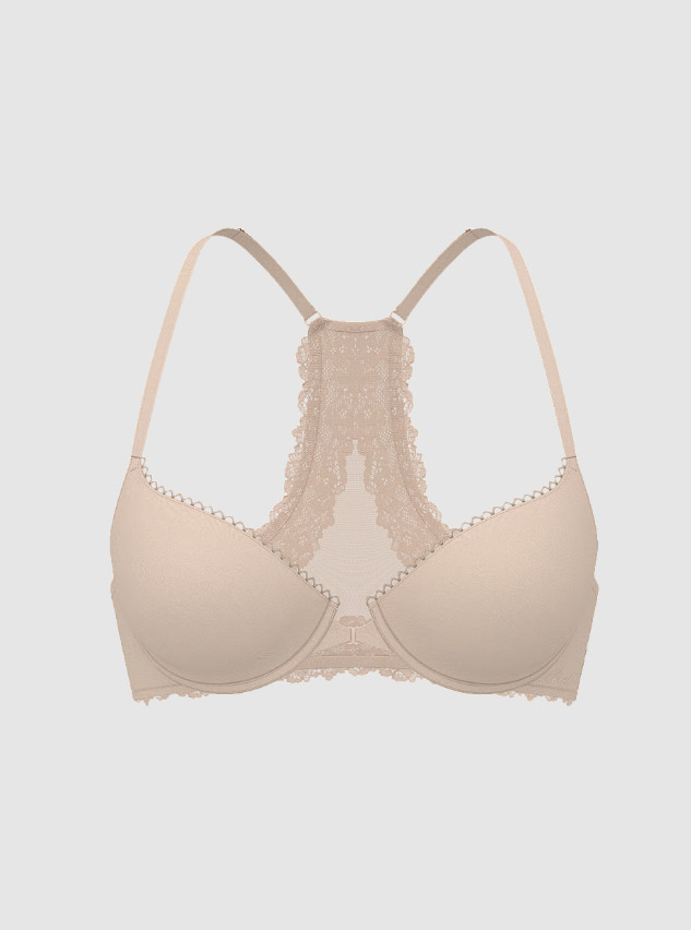 Body by Victoria Lightly Lined Lace Racerback Full-Coverage Bra, Marzipan