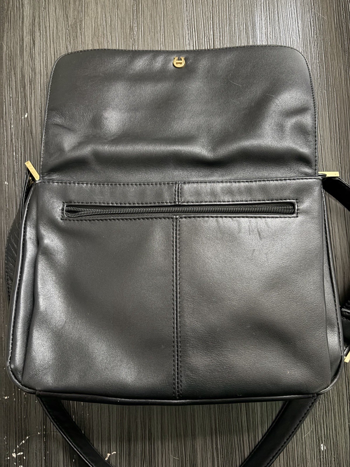 Vintage Etienne Aigner Black Logo Shoulder Bag Magnetic Flap Gold Hardware