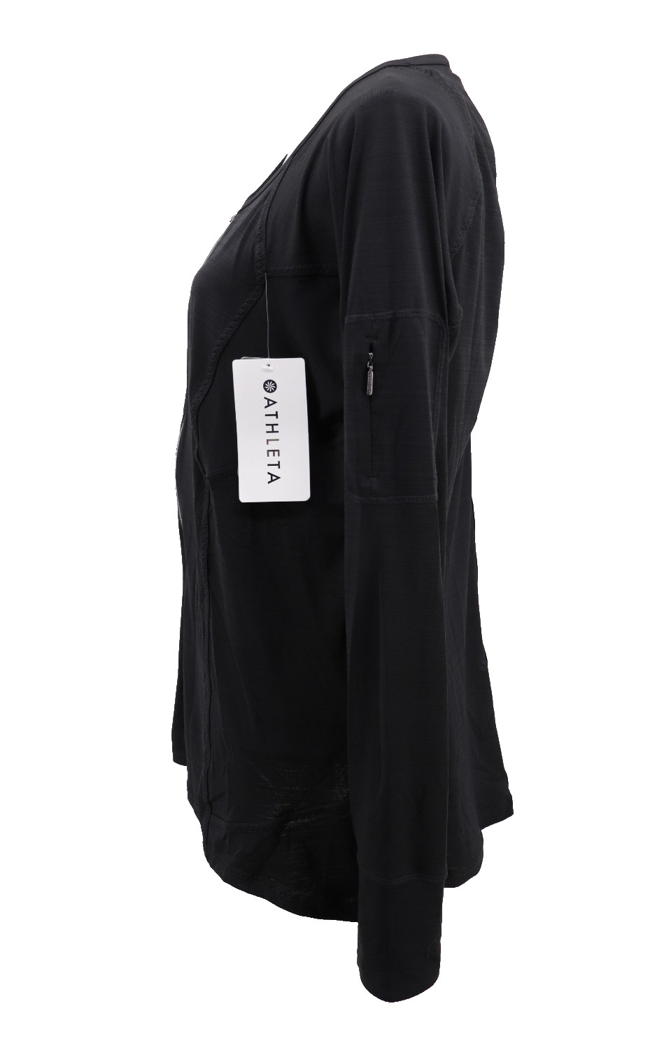 Athleta Pacifica Top 2.0 Womens XLT Black UPF 50 Long Sleeve 1/2 Zip Wicking New