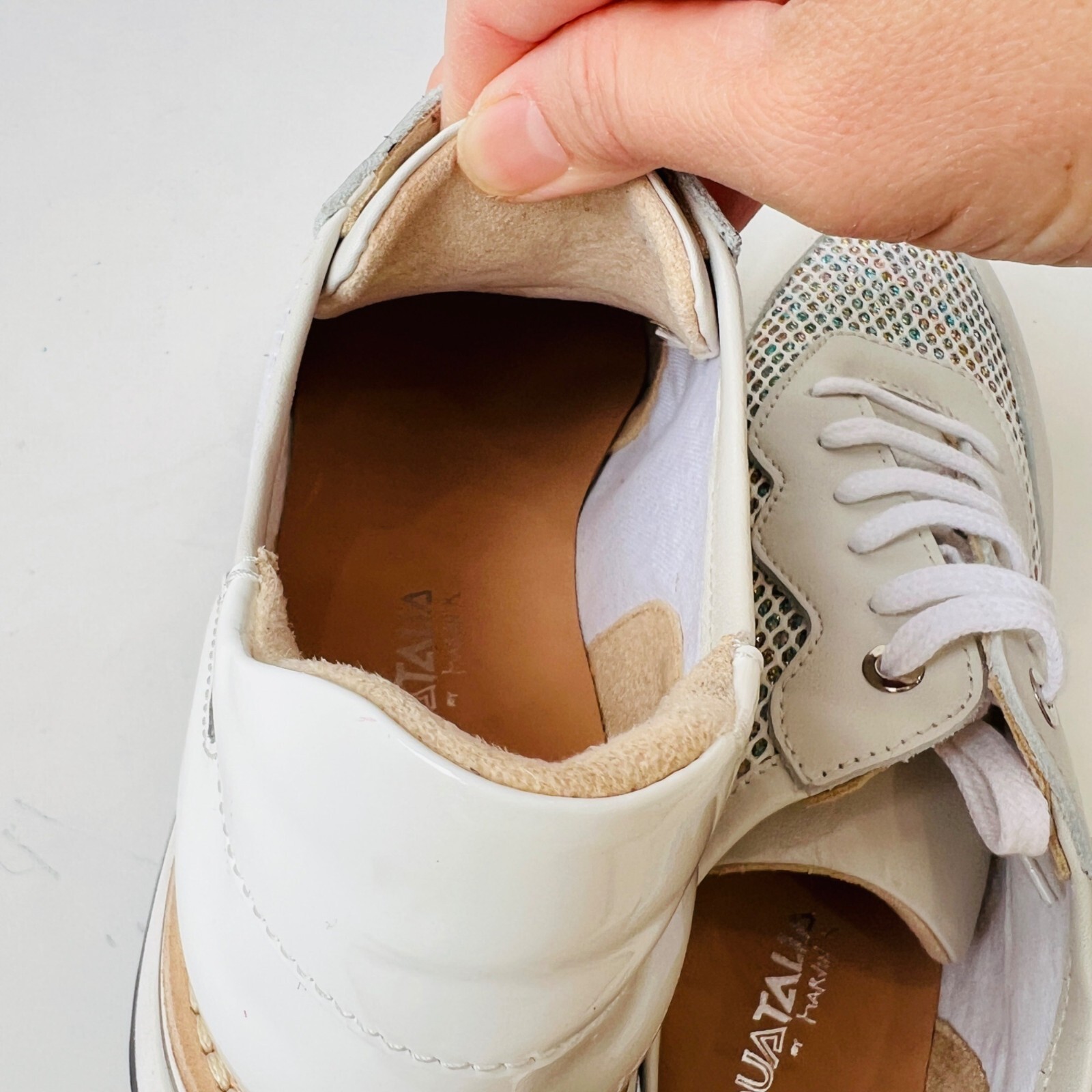 Aquatalia mesh and leather Nahla sneakers, White, Size 9
