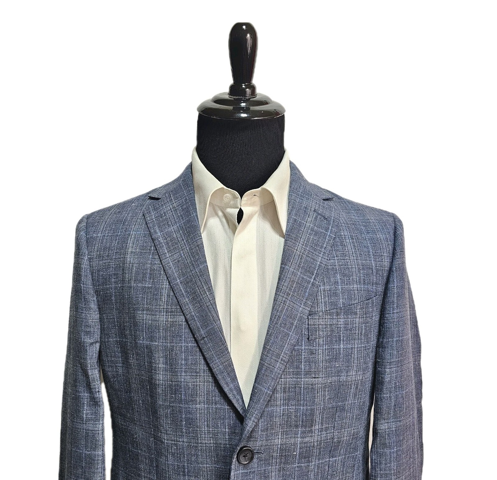Joseph Abboud Blazer Coat Men 40S Linen Wool Blend Plaid Freely Lanificio Comero