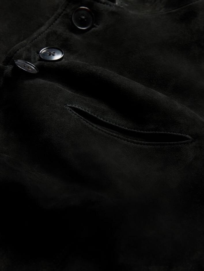 CELEBRITY New Men’s Black Suede Jacket 100% Soft Sheepskin Style Slim Fit Jacket