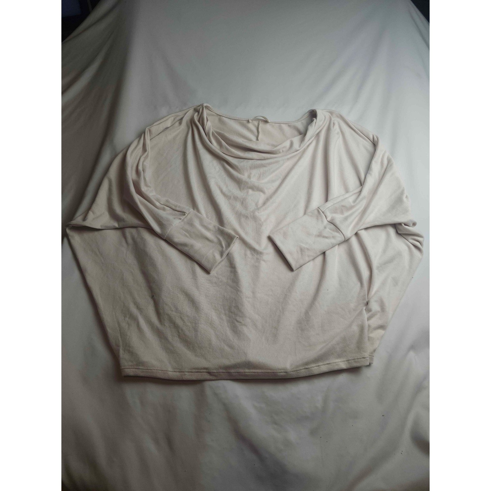 Zenana Womens Cream Batwing Dolman Sleeve Cowl Neck Oversized Top Large