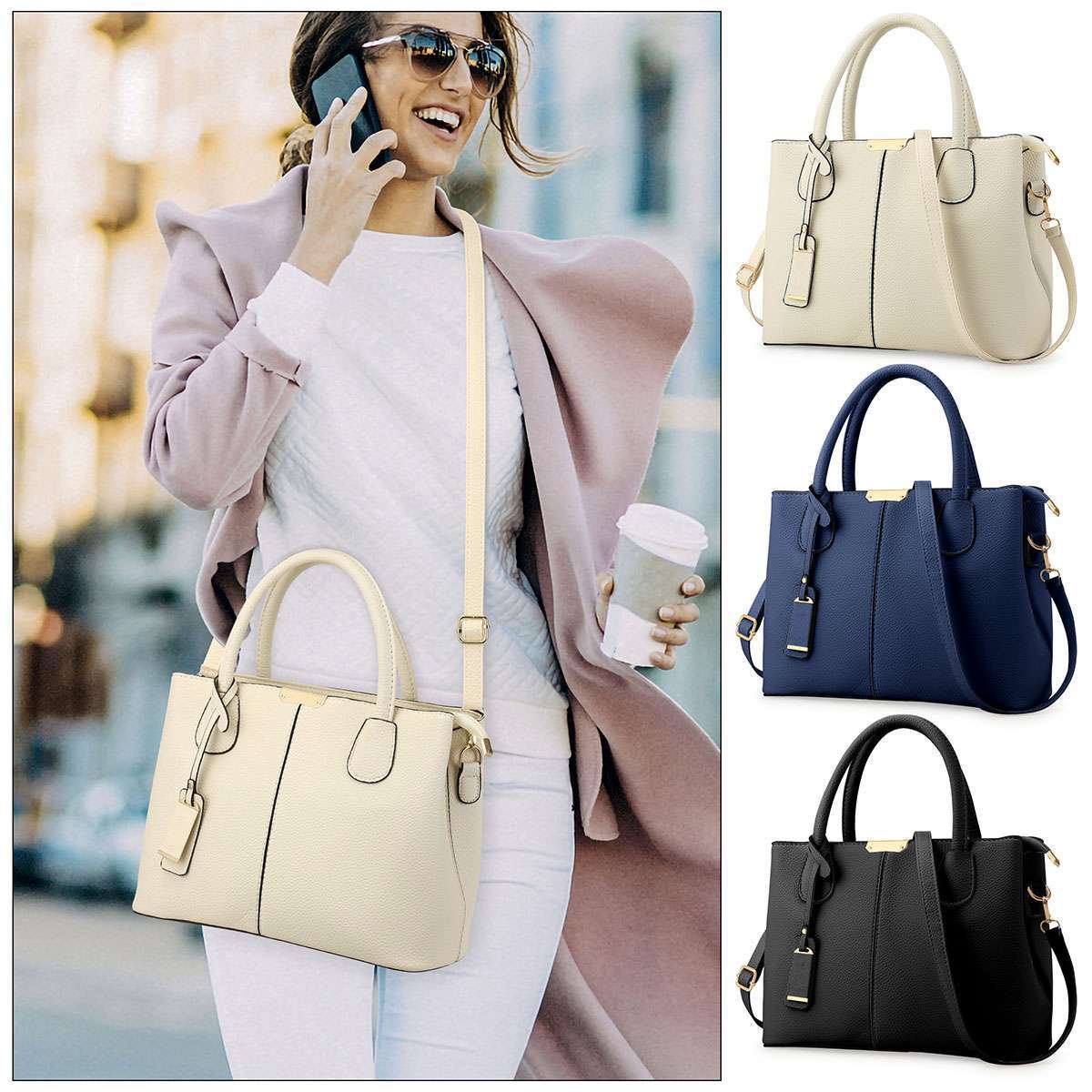 Women Large Leather Handbag Shoulder Messenger Crossbody Tote Bags Purse Satchel