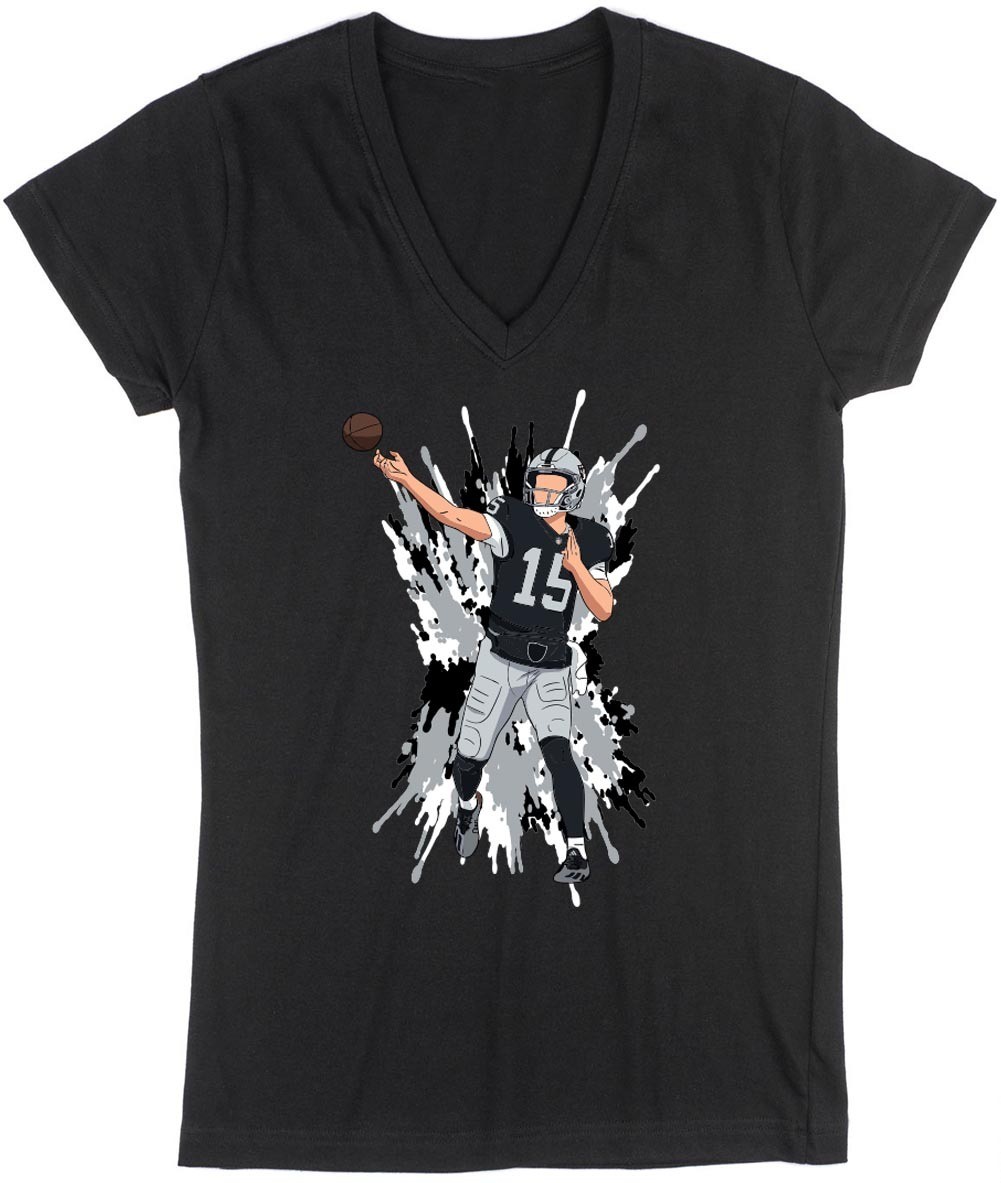 Fernando Mendoza Spray Paint Raiders LADIES V-Neck Shirt T-Shirt Adult Large