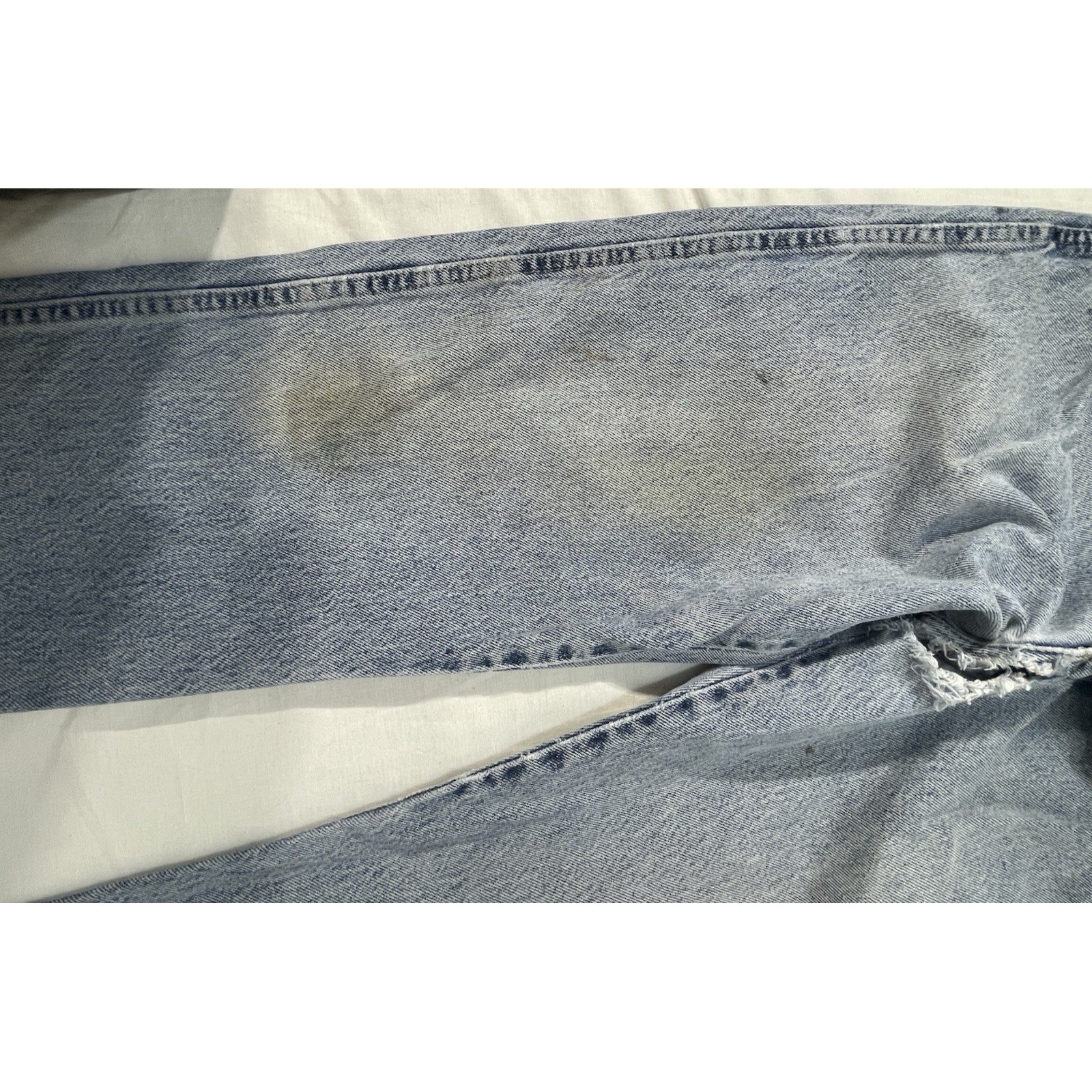 Vtg Wrangler Jeans 32×32 Blue Wash Denim Thrashed Distressed Ripped Grunge Work