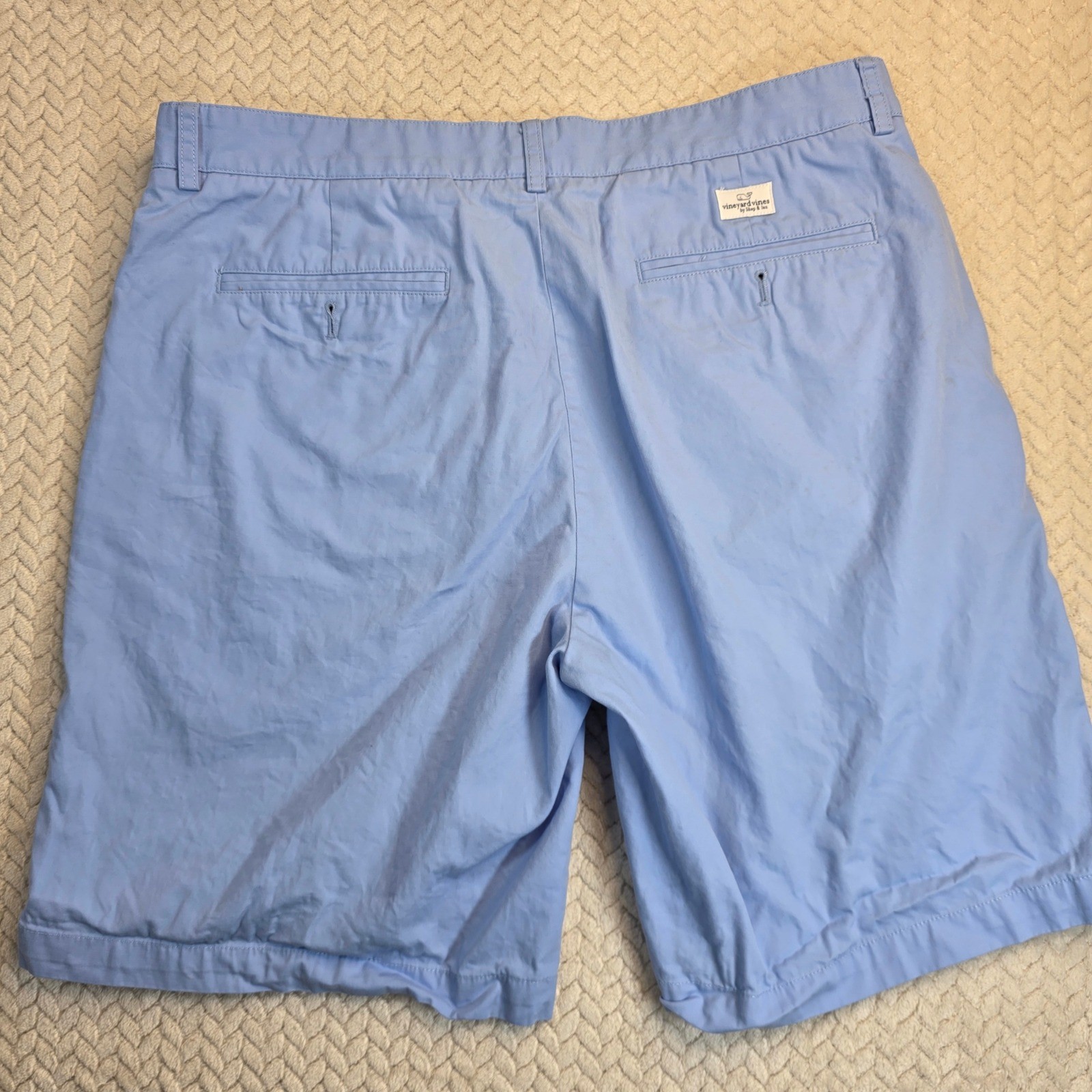 Vineyard Vines Mens 36 Light Blue Cotton Chino Shorts 9 Inch Inseam Classic Fit