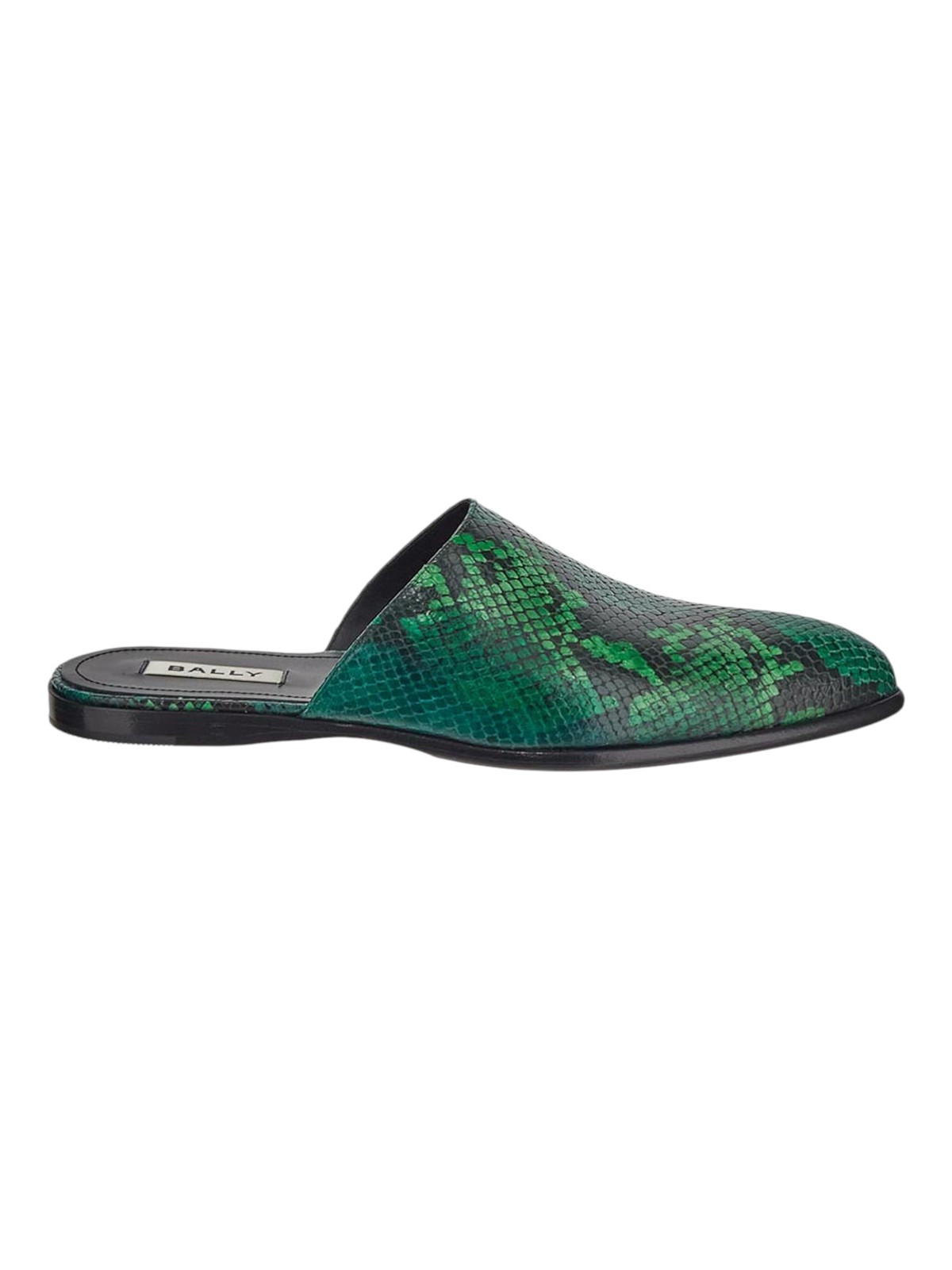 Bally Gyssel 6304145 Men’s Multideepemerald Snake Print Leather Mules MSRP $1465