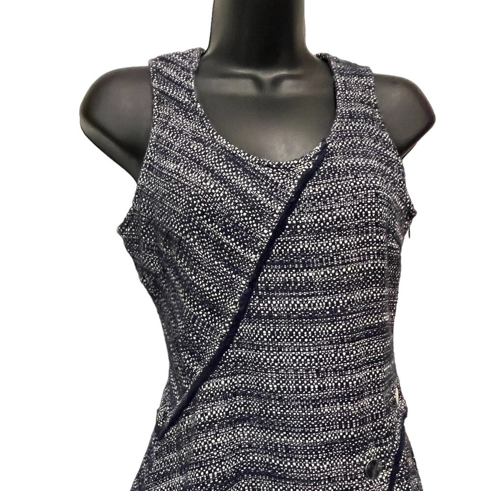 Derek Lam Blue Gray Tweed Size 2 Button Accent Sleeveless Womens Designer Dress