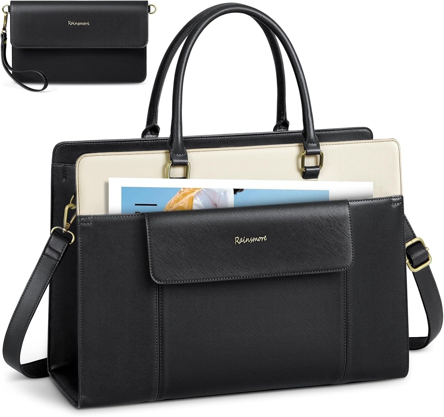 Laptop Bag for Women 15.6 inch Leather Tote Large Computer Handbag Work