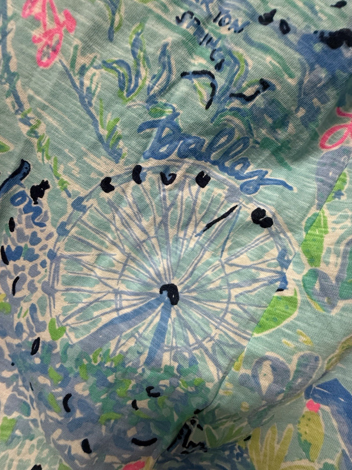 NWOT Lilly Pulitzer Etta V Neck Top L Lilly Loves Texas Destination Print