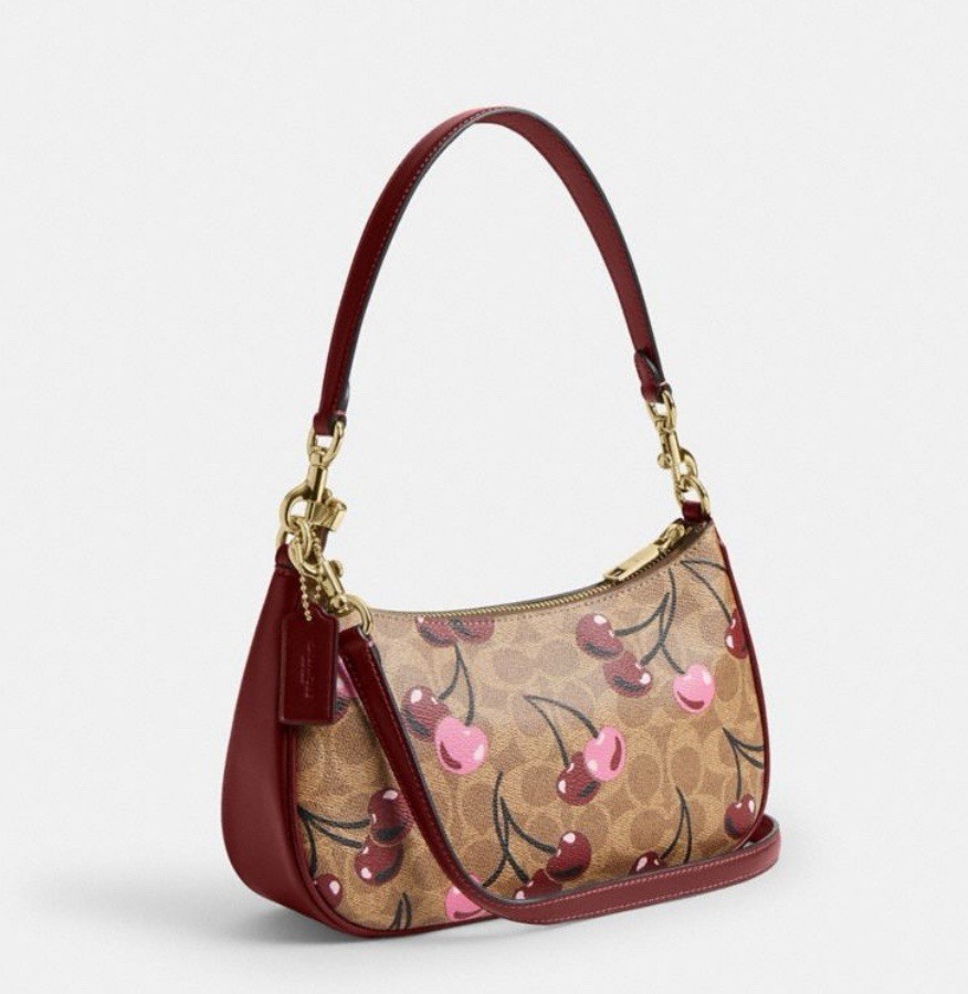 NWT COACH Teri Signature Leather Shoulder Bag With Cherry Print