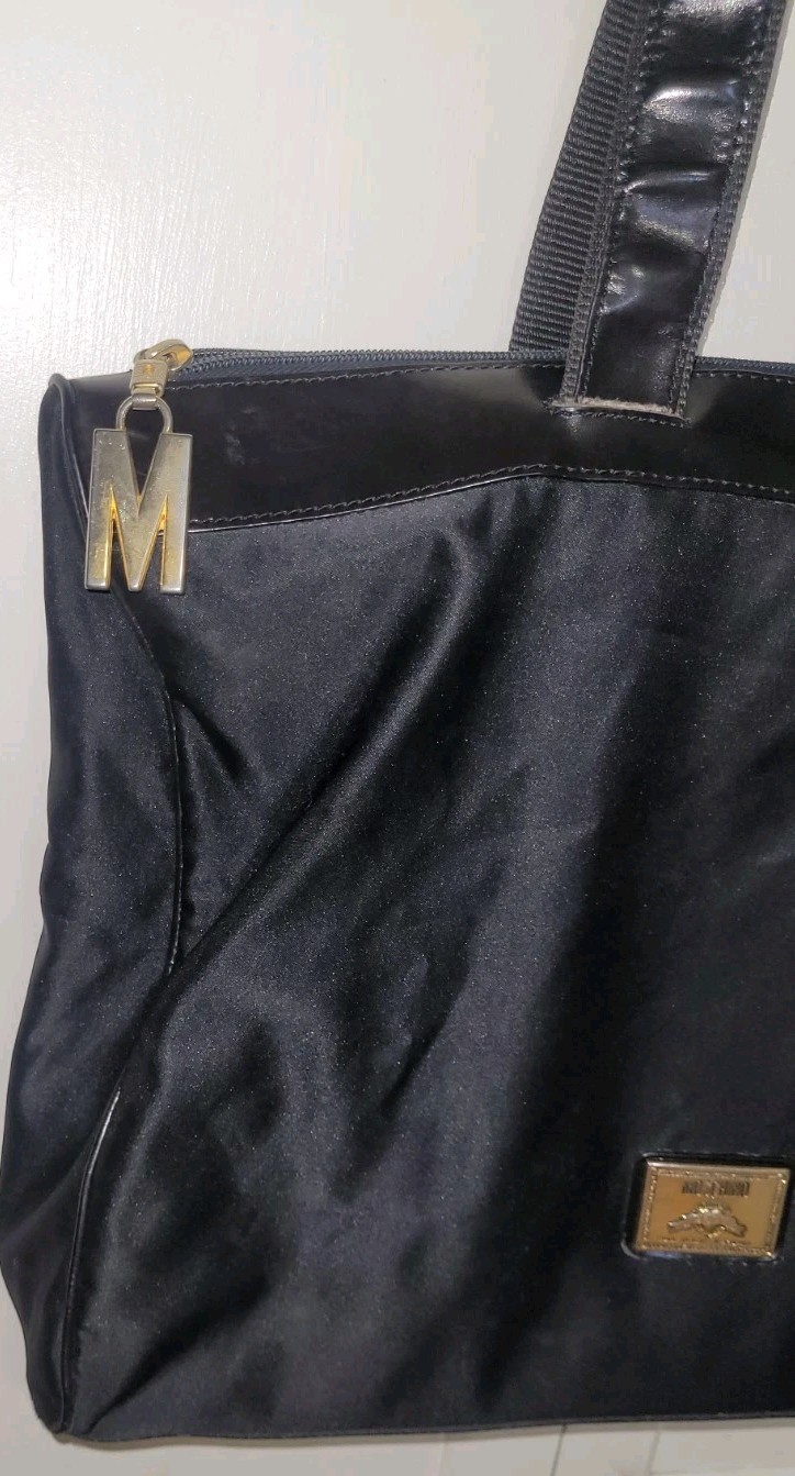 Vintage Moschino Redwall Black Nylon & Leather~Peace, Love,Anarchy, Happiness