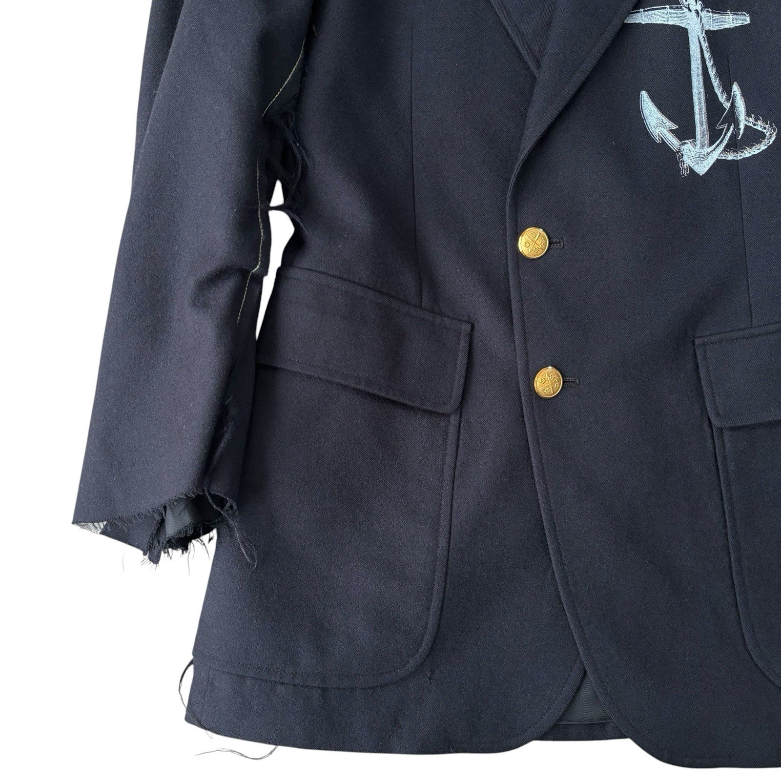 Libertine Reconstructed Blazer Jacket Anchor Hand Painted Inside Out Punk Y2K 38