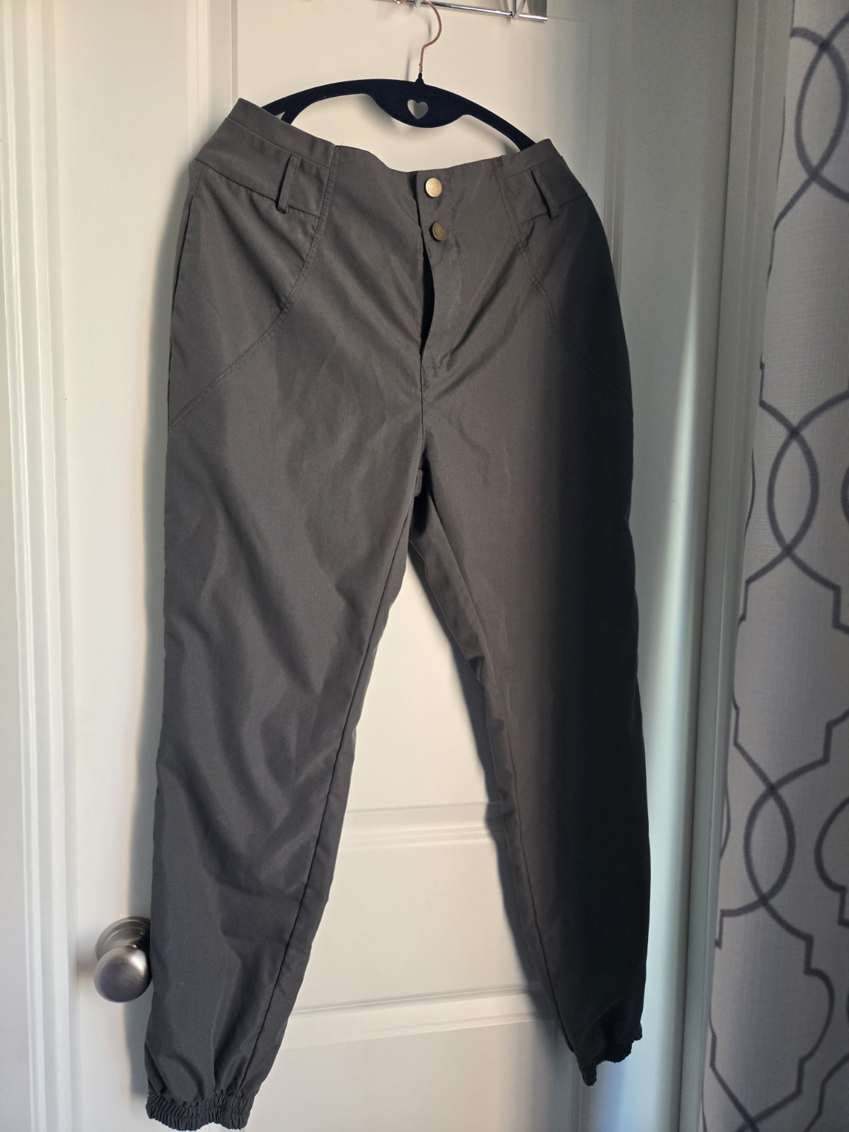 ChicMe Gray Pants – Polyester Cotton – Button Accent – Flat Front