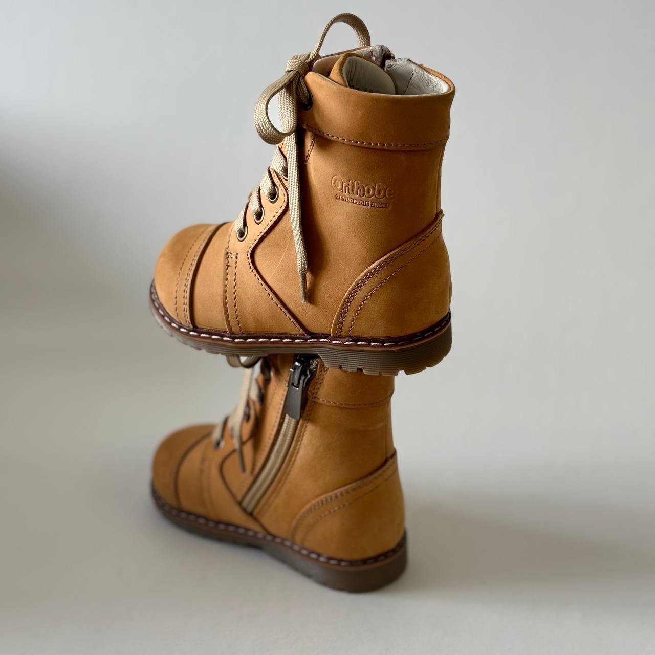 Kids Camel Yellow Nubuck Leather Boots–Size EU 23 (US 6.5 / UK 6 / AU 6.5, 15 sm