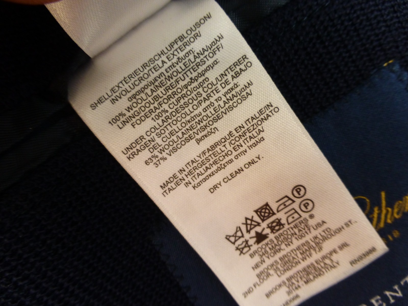 Brooks Brothers 1818 Regent Sport Coat Blazer 46R EU58 Dondi Jersey Navy Wool