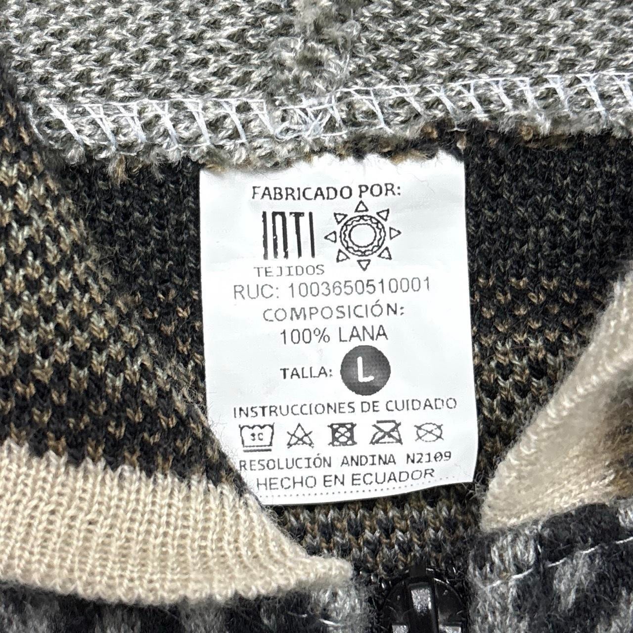Tejidos Ruminahui Sweater Womens Large Llama Wool Full Zip Jacket Aztec Ecuador