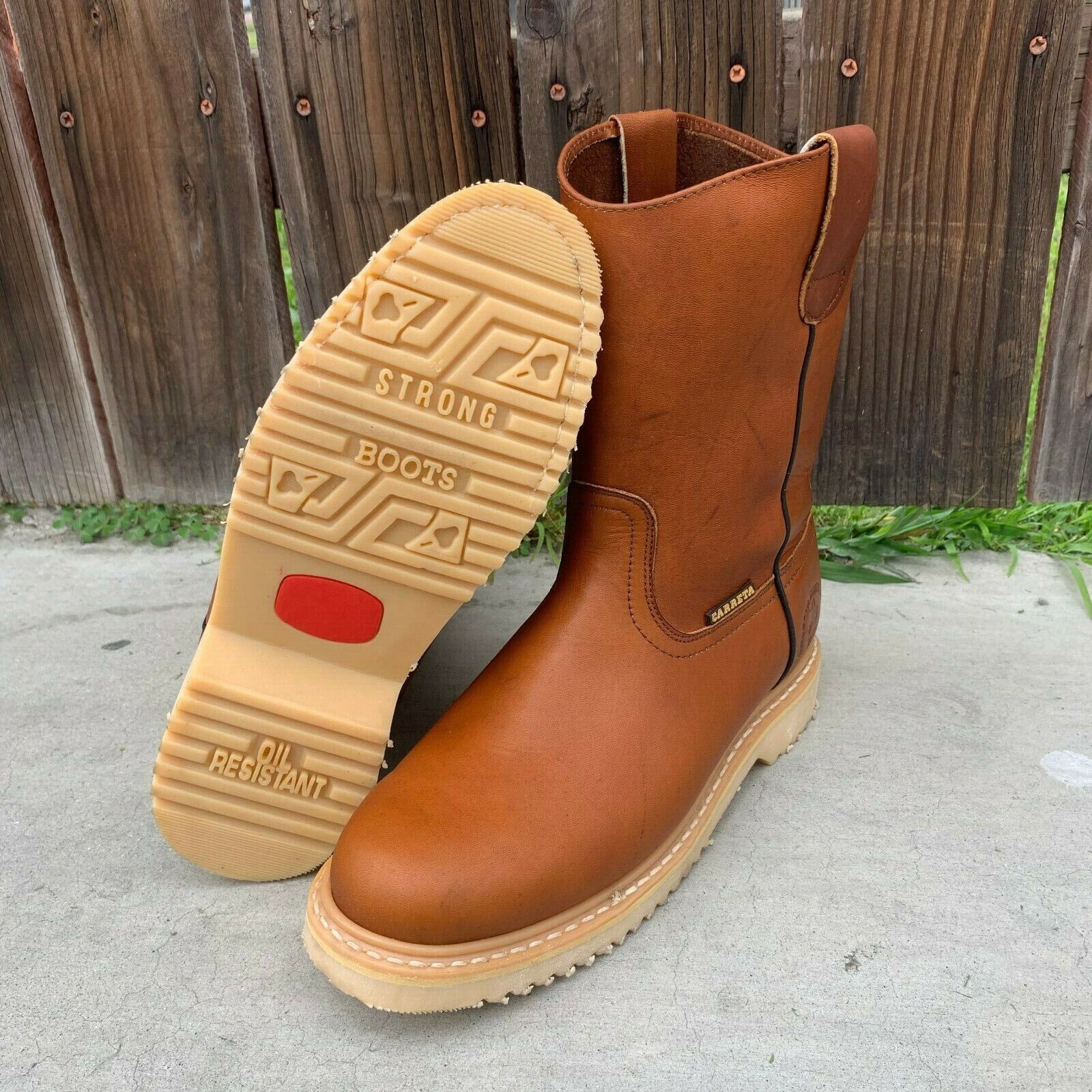 Men’s Best Work Boots Pull On Leather Brown WATER PROOF oil water slip resistant
