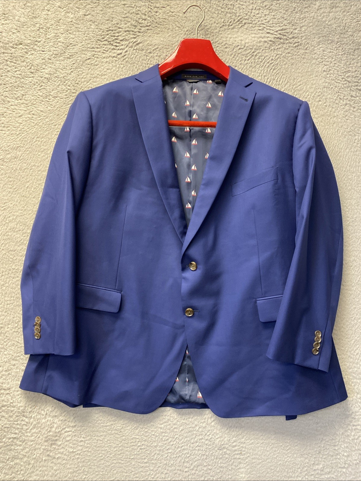 Indochino Suit Mens Size 56 Blue Made For You Navy 2 Piece Pants 50×28 Wool/1162