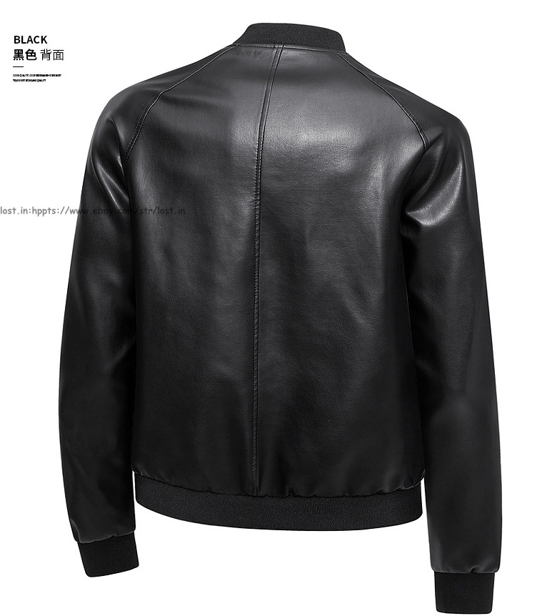 Men Faux Leather Outerwear Motorcycle Jacket Casual Stand Collar PU Biker Coats