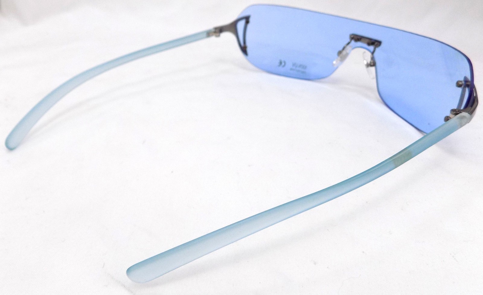 Ultra Stylish Rimless Blue Lens Sunglasses Silver Designer Look Lightweight