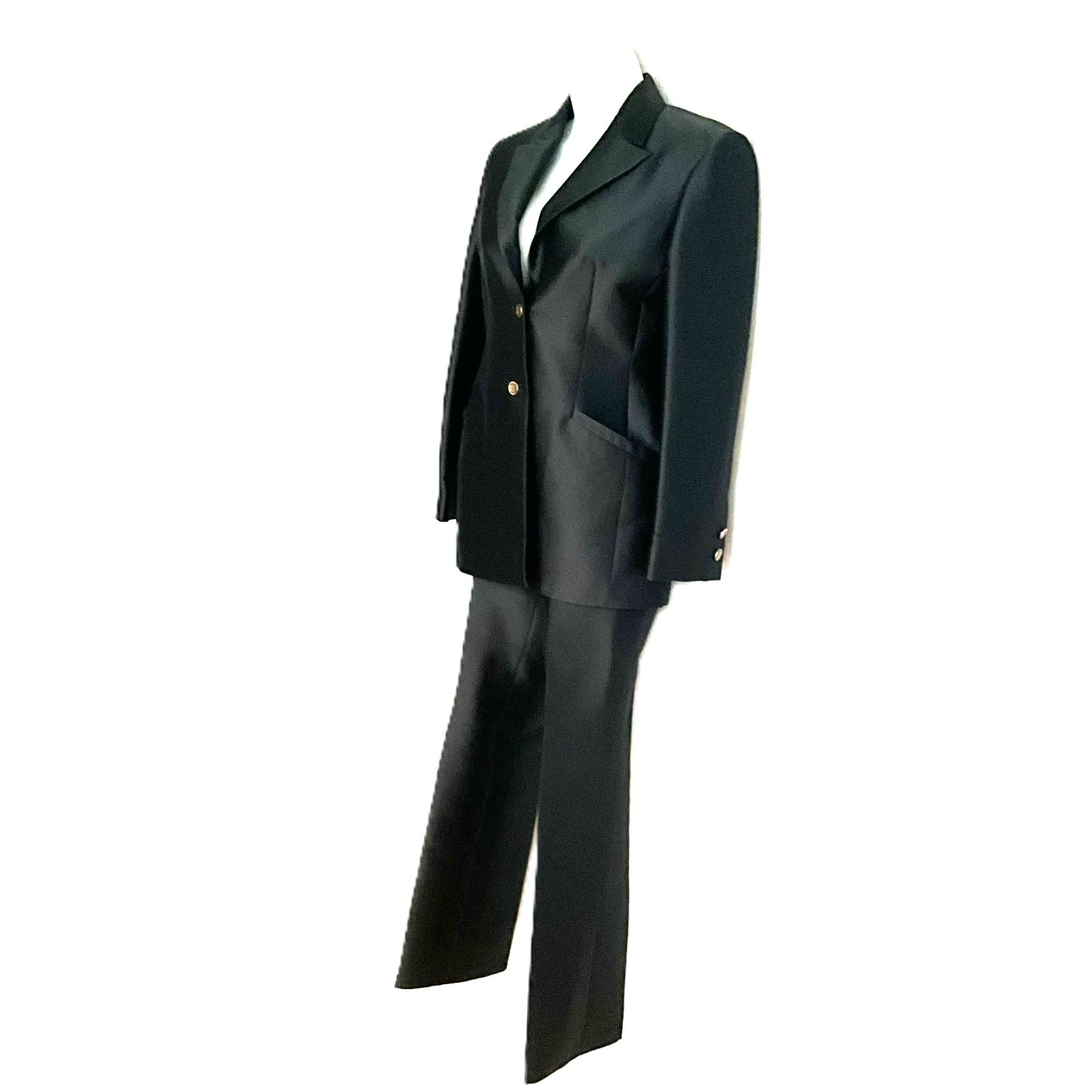 Vintage Gianni Versace Black Tailored Paintsuit Set Size IT 40 Italy