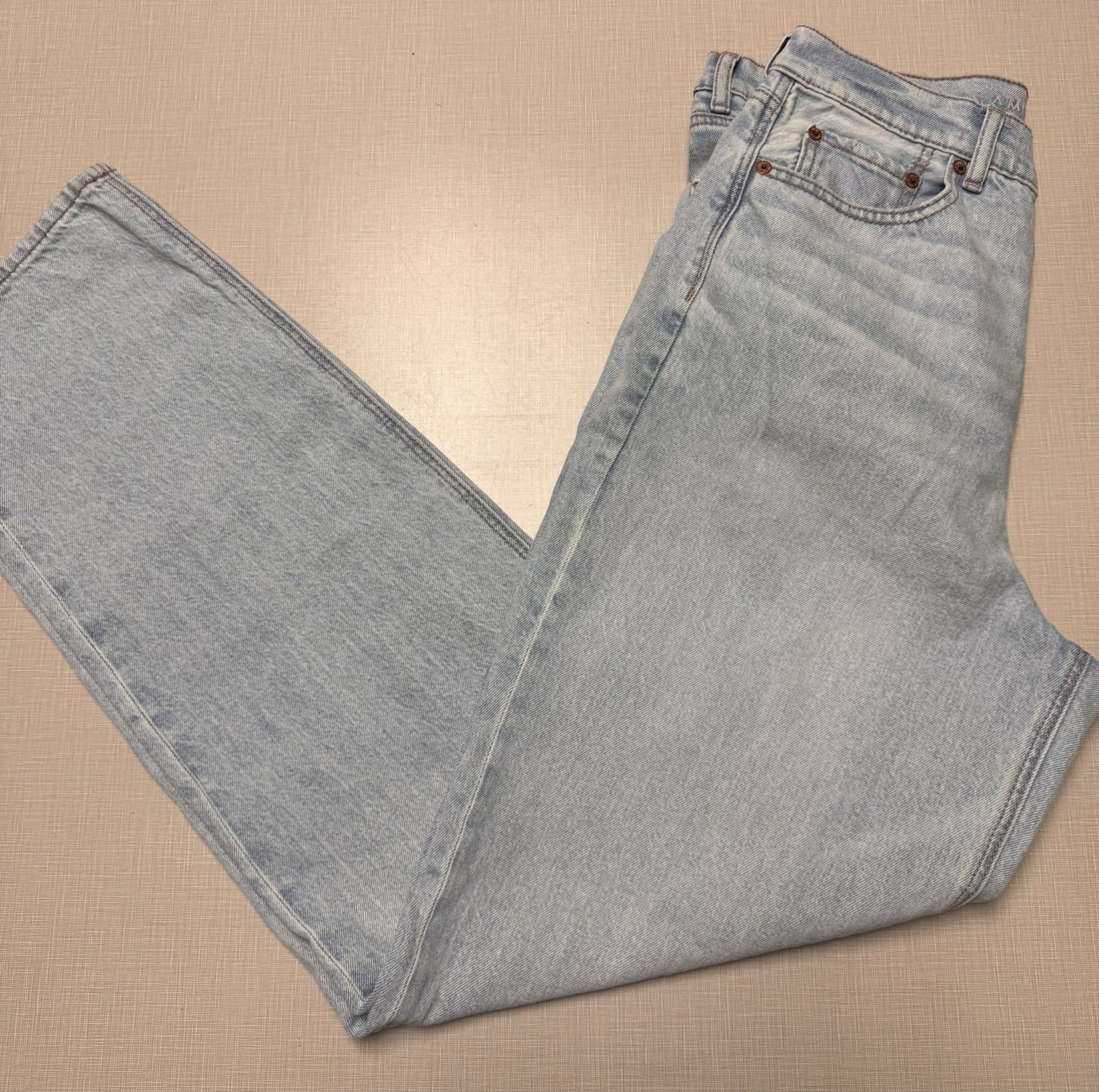 American Eagle Strigid Jeans Blue Indigo Water Highest Rise Baggy Straight 12L