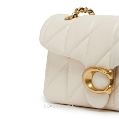 COACH Tabby 20 Quilted Shoulder Bag Nappa Leather White CP149 Gold outlet