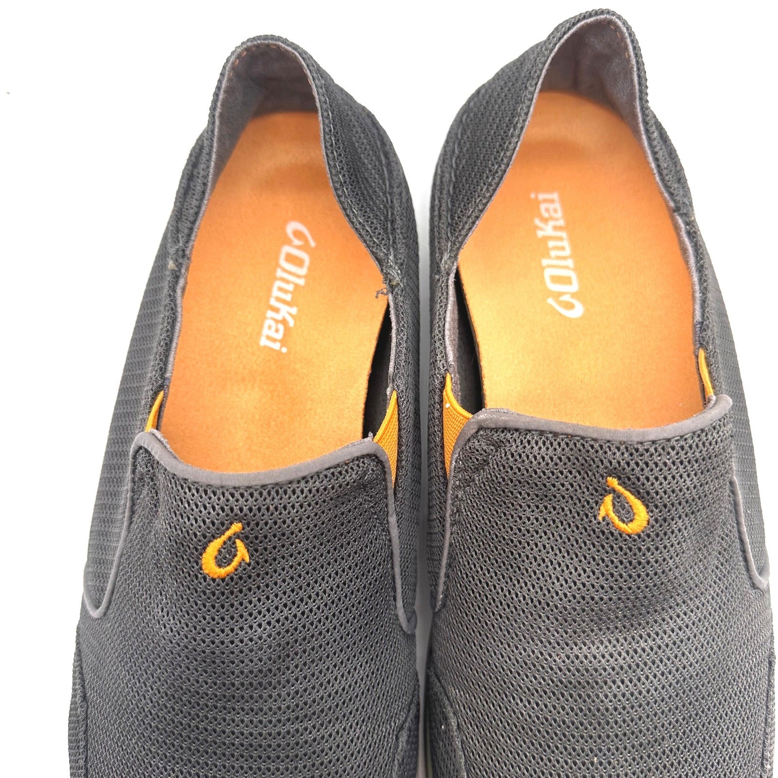 OluKai Nohea Mesh Mens Slip On Shoes Charcoal Grey Orange 10138-4242 Size 10.5