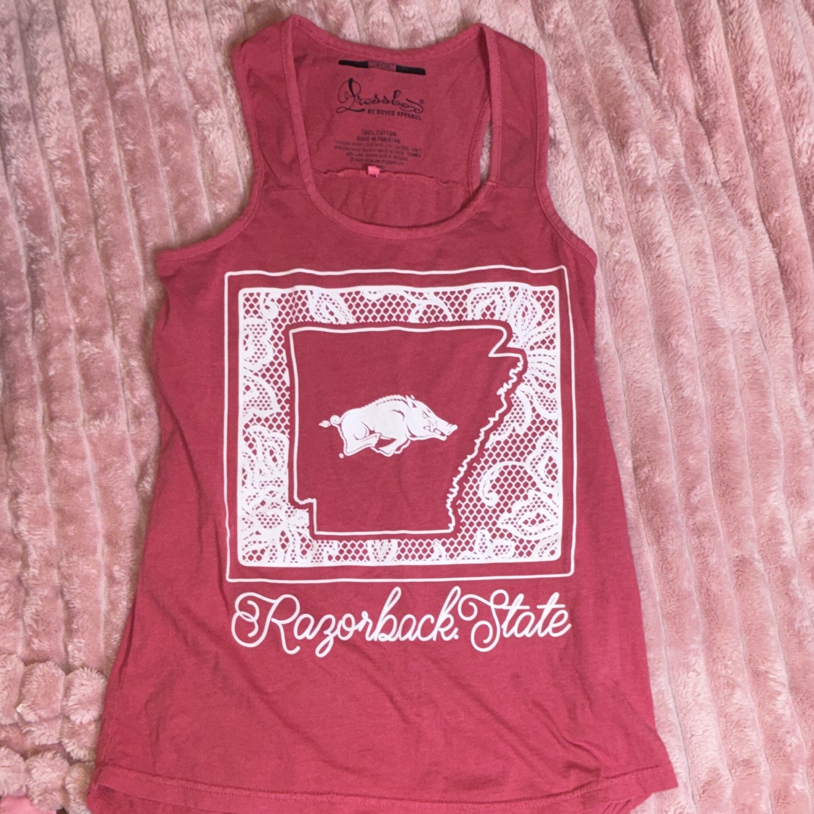 DressLoo by Royce Apparel Women’s Red Cotton Graphic Scoop Neck Racerback Tank M