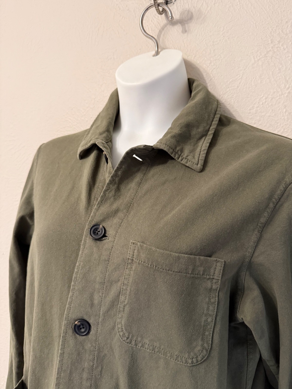 Uniqlo size M cotton blend utility jacket shacket patch pockets green