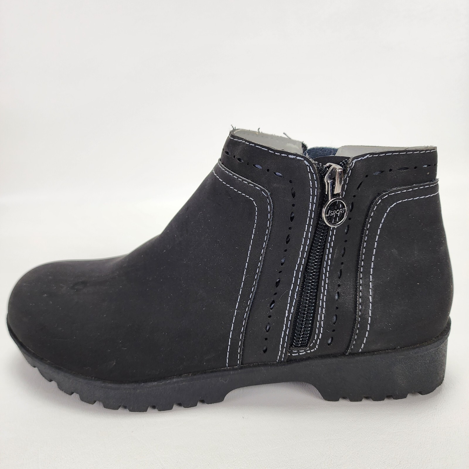J Sport Jenna boots SZ 8 zip closure man made materials color black ankle high