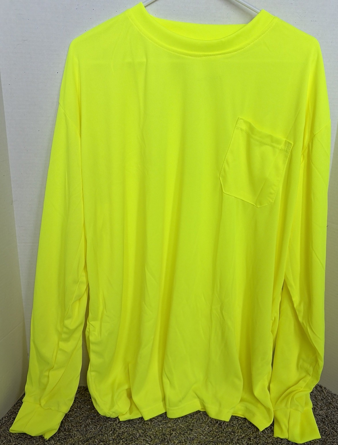 Construction Work Safety Shirt Mens 2XL Fluorescent Polyester With Pocket