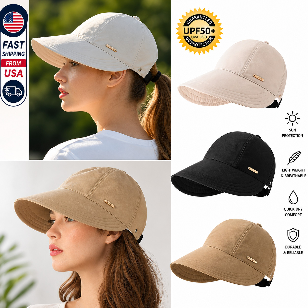 Women Sun Hat UV Protection Hiking Fishing Hats Wide Brim Hat Adjustable UPF 50+