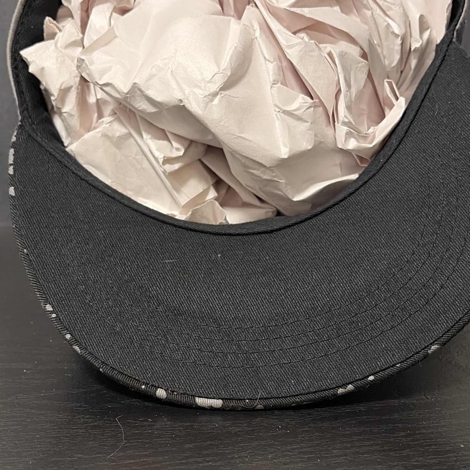 HU$TLE Logo Gray Snapback Hat Cap Adjustable Black Splatter Brim One Size