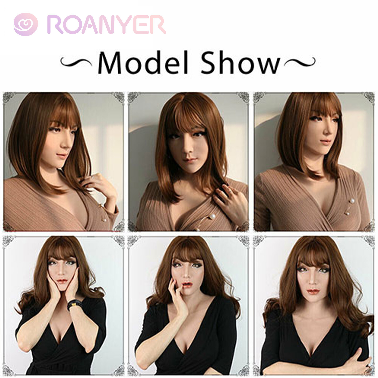 Roanyer Silicone May Mask with Breast Form Female Fake Face Crossdresser