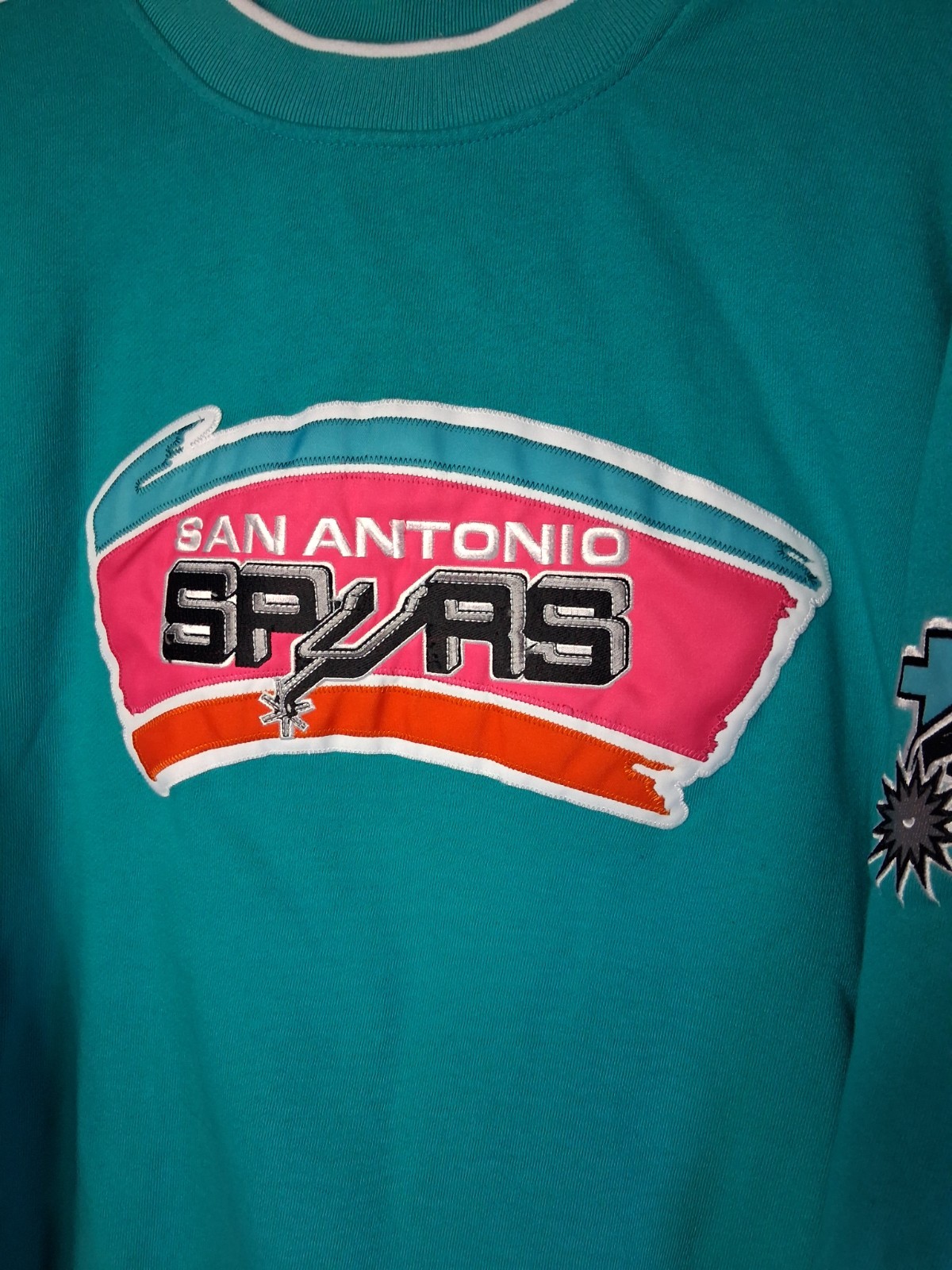 Mitchell & Ness NBA San Antonio Spurs Block Logo Crewneck Sweater Retro Sz XXL