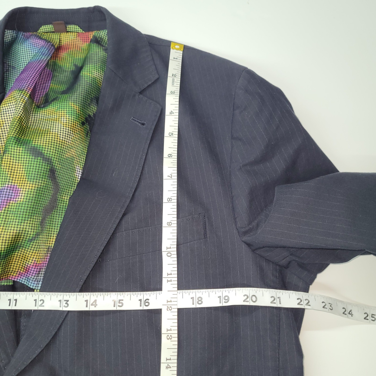 Kroon Navy Pinstripe Jacket Blazer Mens 42R Cotton Blend Unstructured Sport Coat
