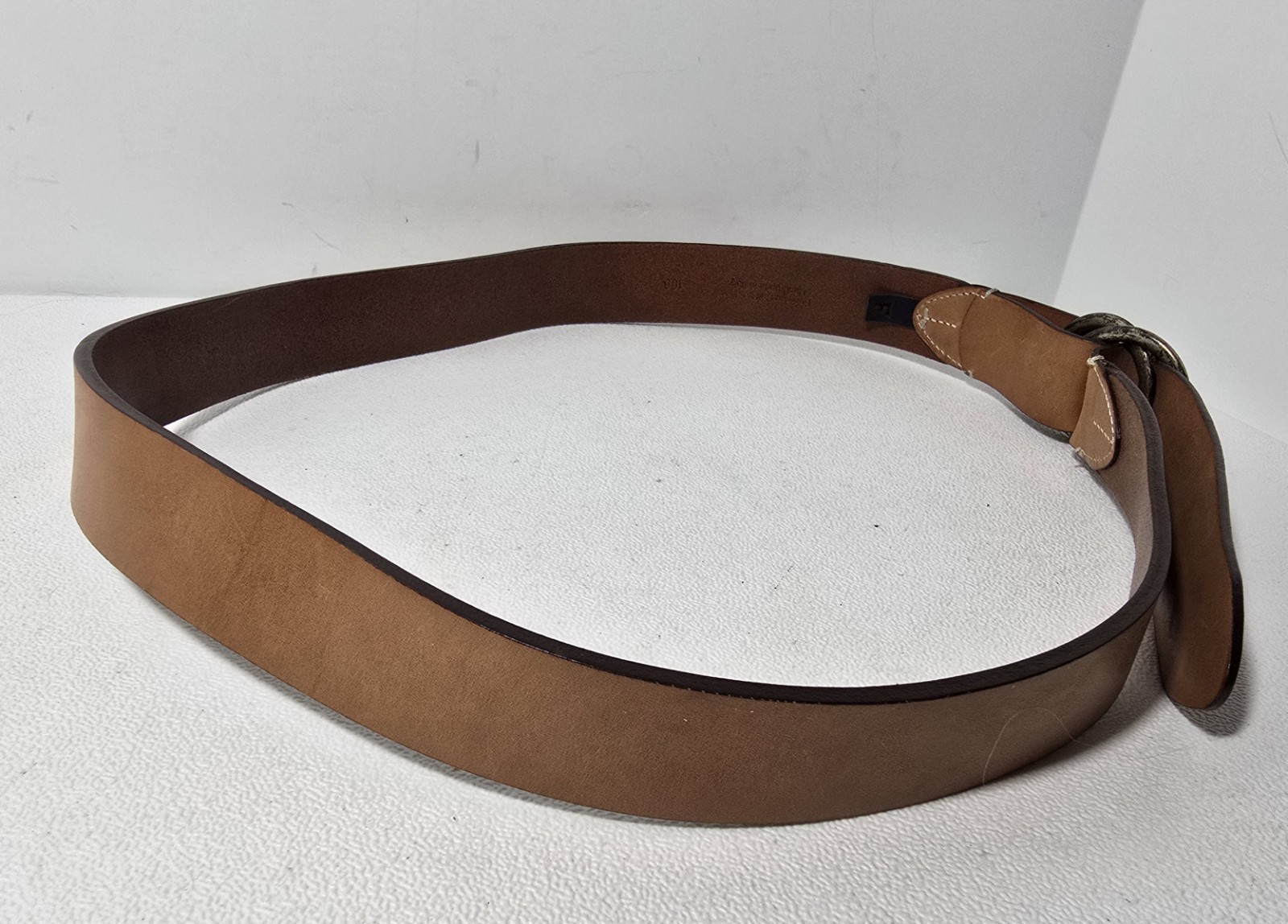 Faconnable Calf Leather Belt Brown 100cm/40 in Ant Silverplate Buckle Made Italy