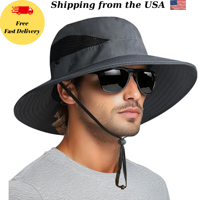 PFFY Sun Hats for Men Women Wide Brim Bucket Hat UPF 50+ Outdoor Beach Hiking Fi