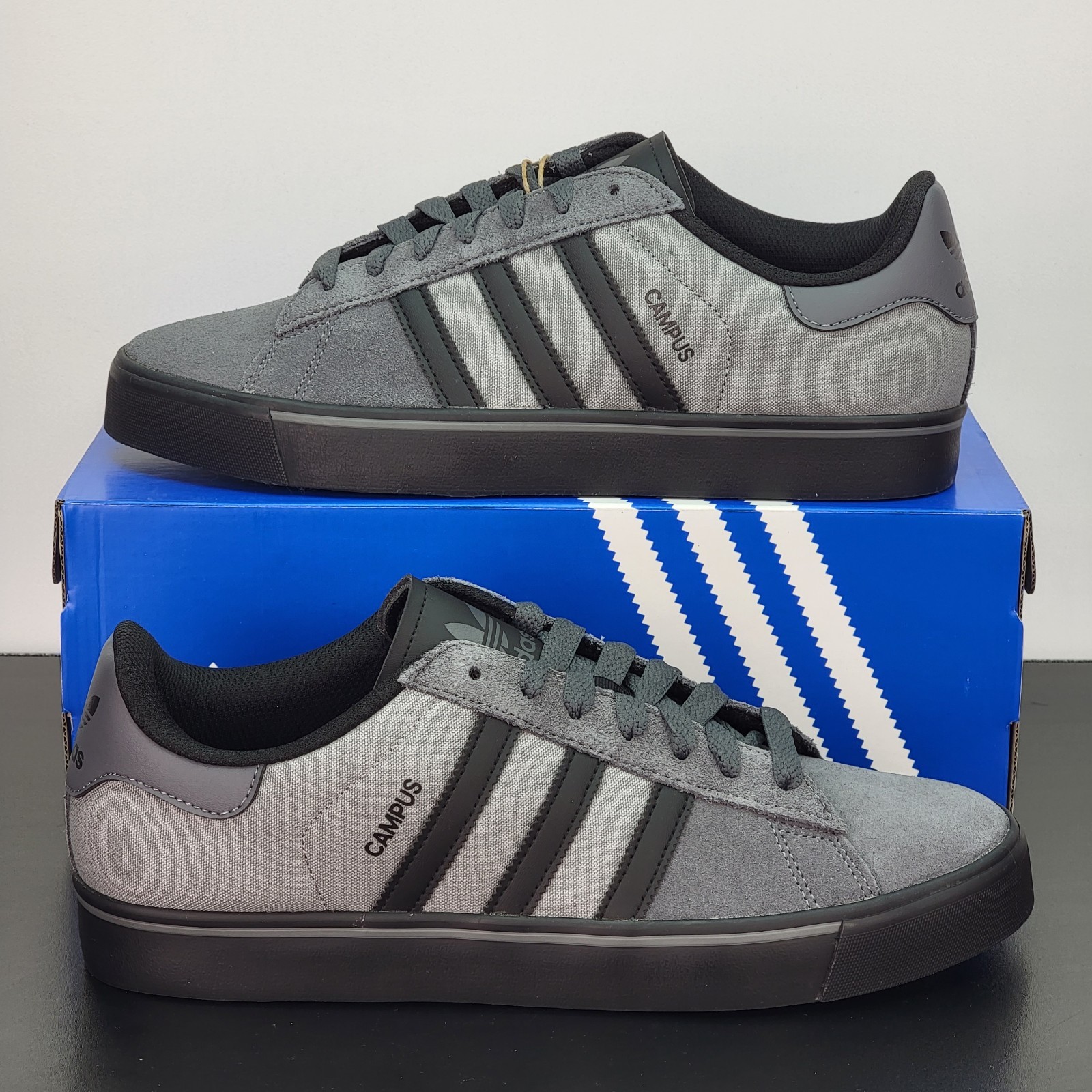 Adidas Campus Vulc Men’s Size 10.5 Athletic Shoes Gray Black Casual Sneakers