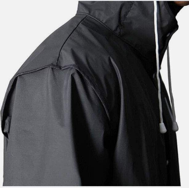 Men Black Waterproof Long Raincoat Hooded Trench Jacket Outdoor Hiking Rain Coat