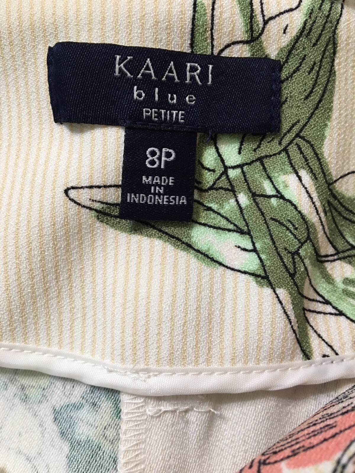 NWT Kaari Blue 8P ivory pink green floral pleated front crop pants women’s